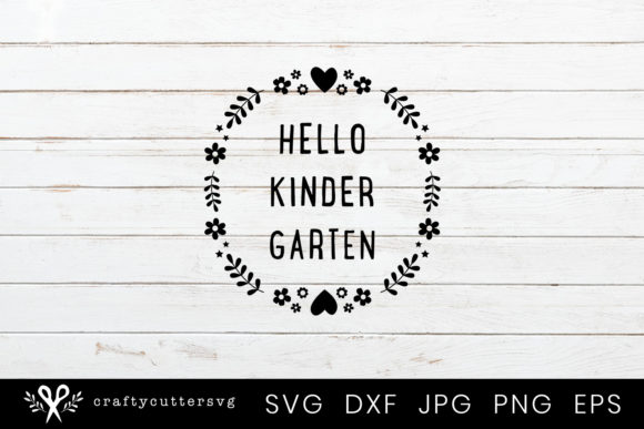 Hello Kindergarten - Floral Wreath Clipart for Crafts and Graphics